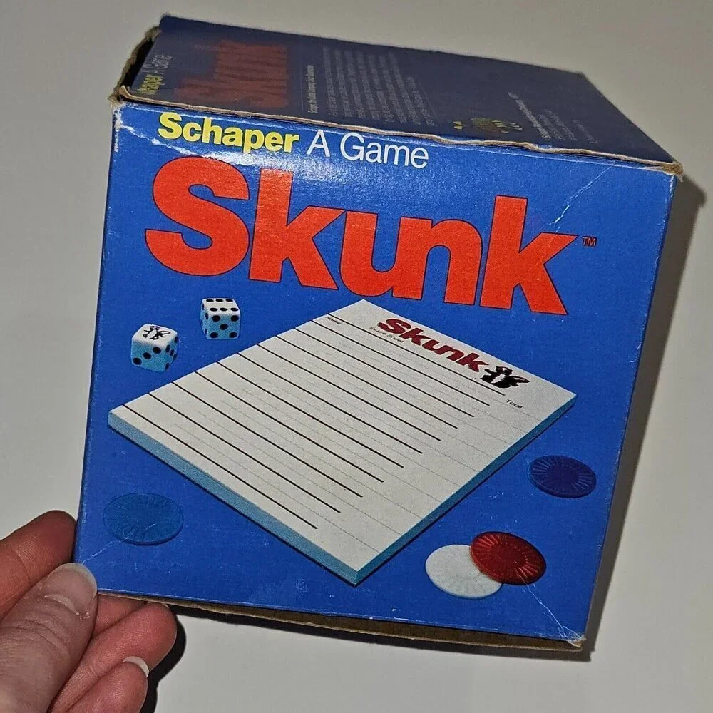 VTG Skunk Game Schaper COMPLETE 2 Skunk Dice Score Pad Chips